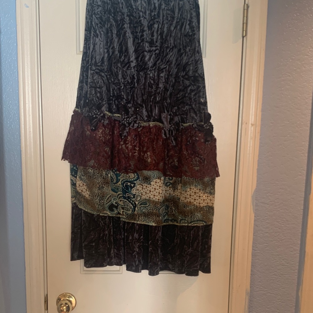 Chic Patchwork layered maxi GYPSY Skirt